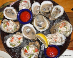 raw oysters plain & with crab, The Compleat Angler, Orange Beach, Al